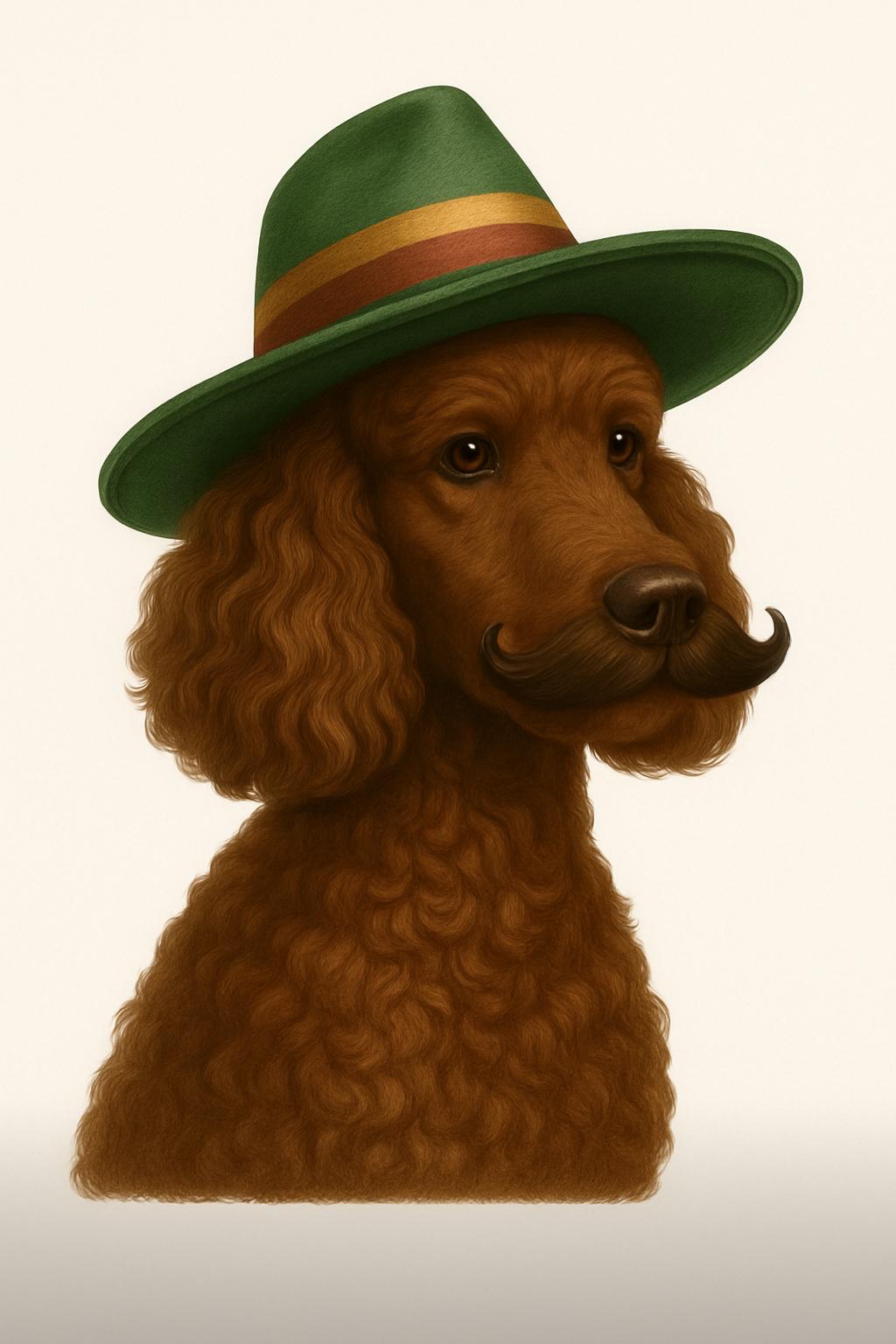 Imagen de perro con sombrero y bigote